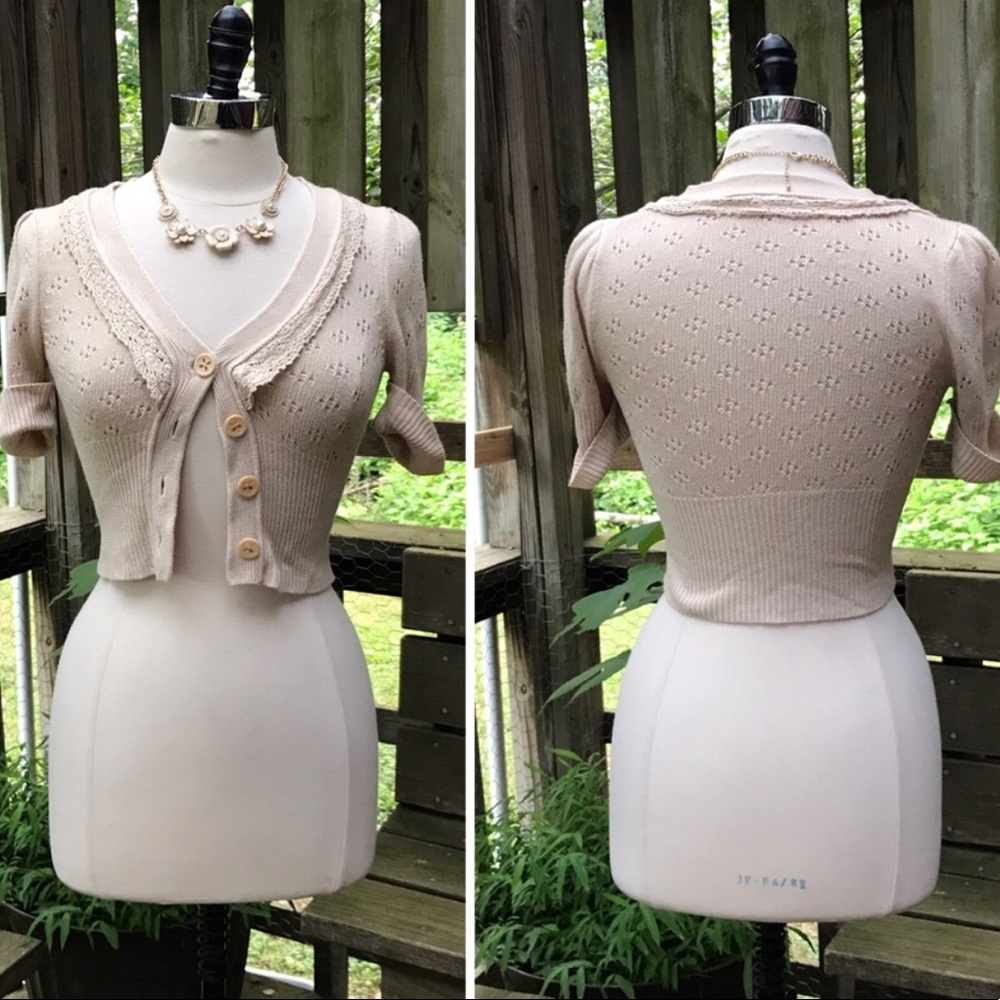Anthropologie Moth Cropped Cardigan